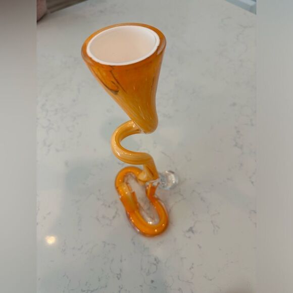 Vintage MCM Art Glass Vase or Candle Holder‎ Hand Blown 10" Retro Made in Poland - Picture 7 of 13